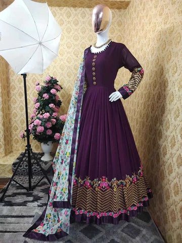 Ready-made georgette embroidered party dress