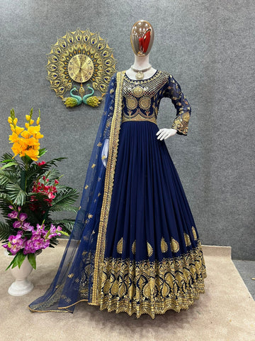 Ready-made georgette embroidered party dress