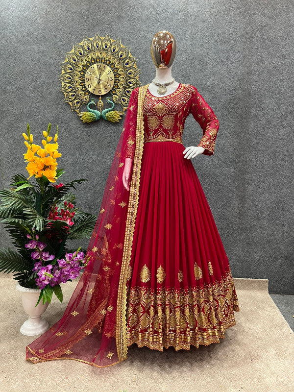 Ready-made georgette embroidered party dress