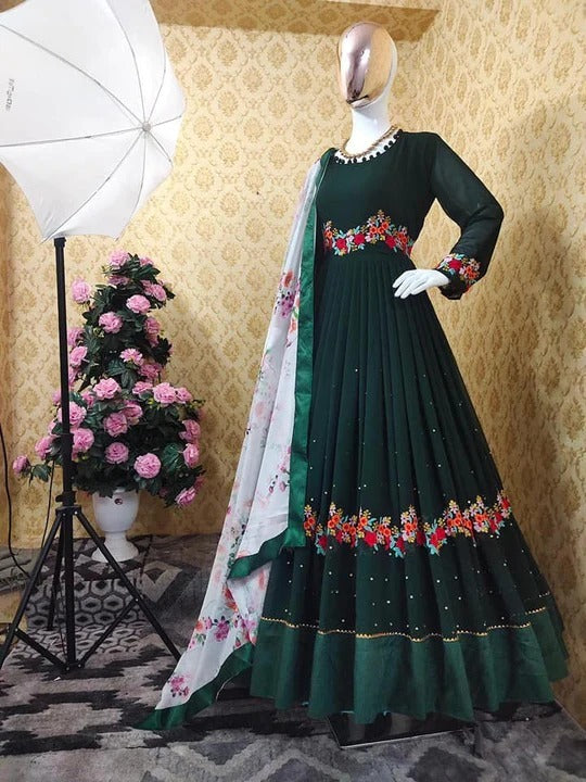 Ready-made Georgette Embroidered Party Dress