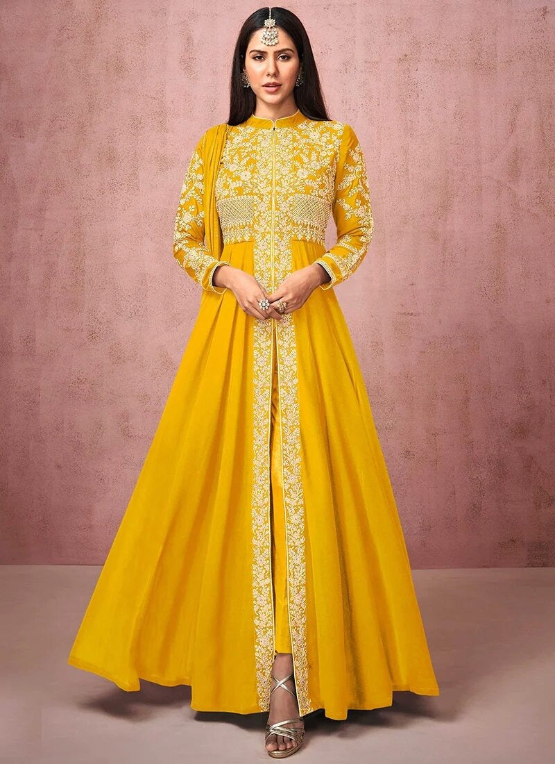Ready-made Georgette Embroidered Party Dress