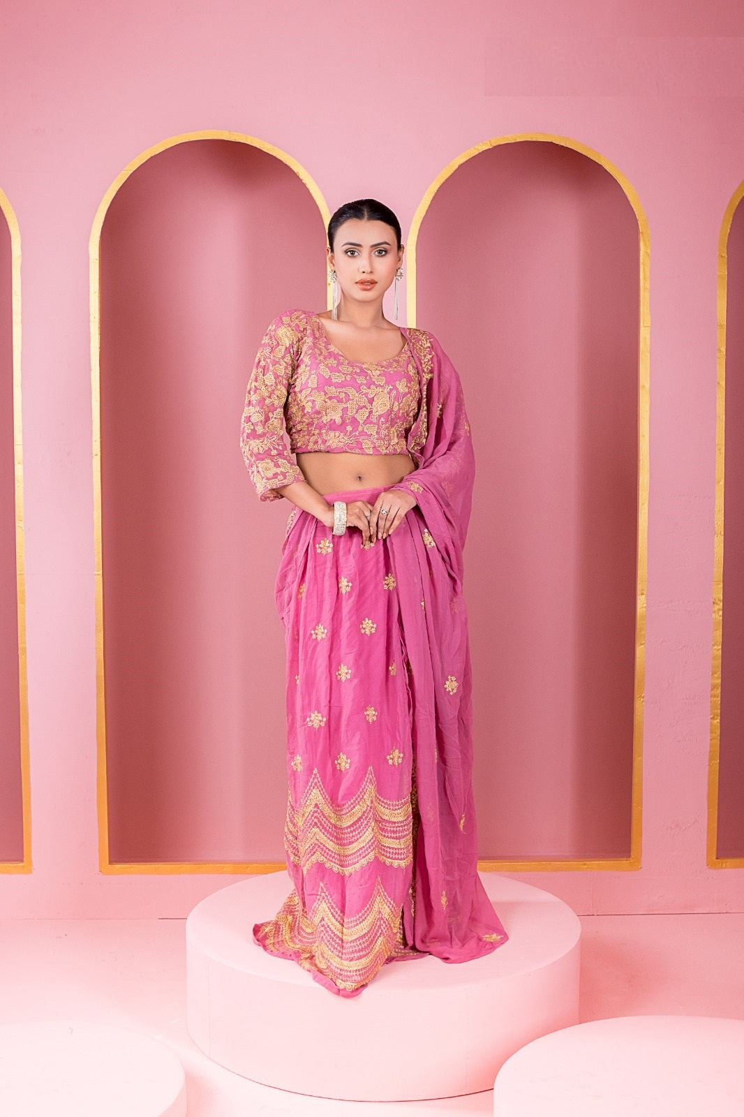 Ready-made Georgette Embroidered Party Dress