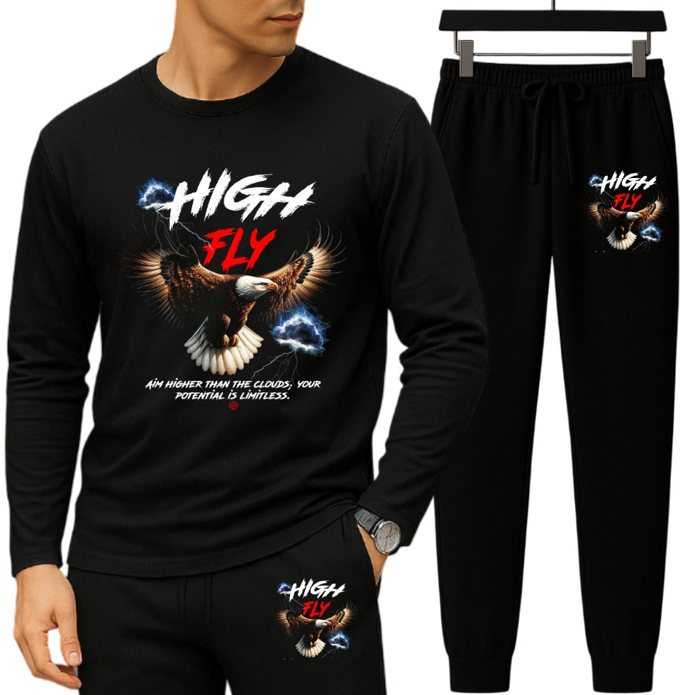 Long Sleeve Drop Shoulder T-shirt and Trouser Set
