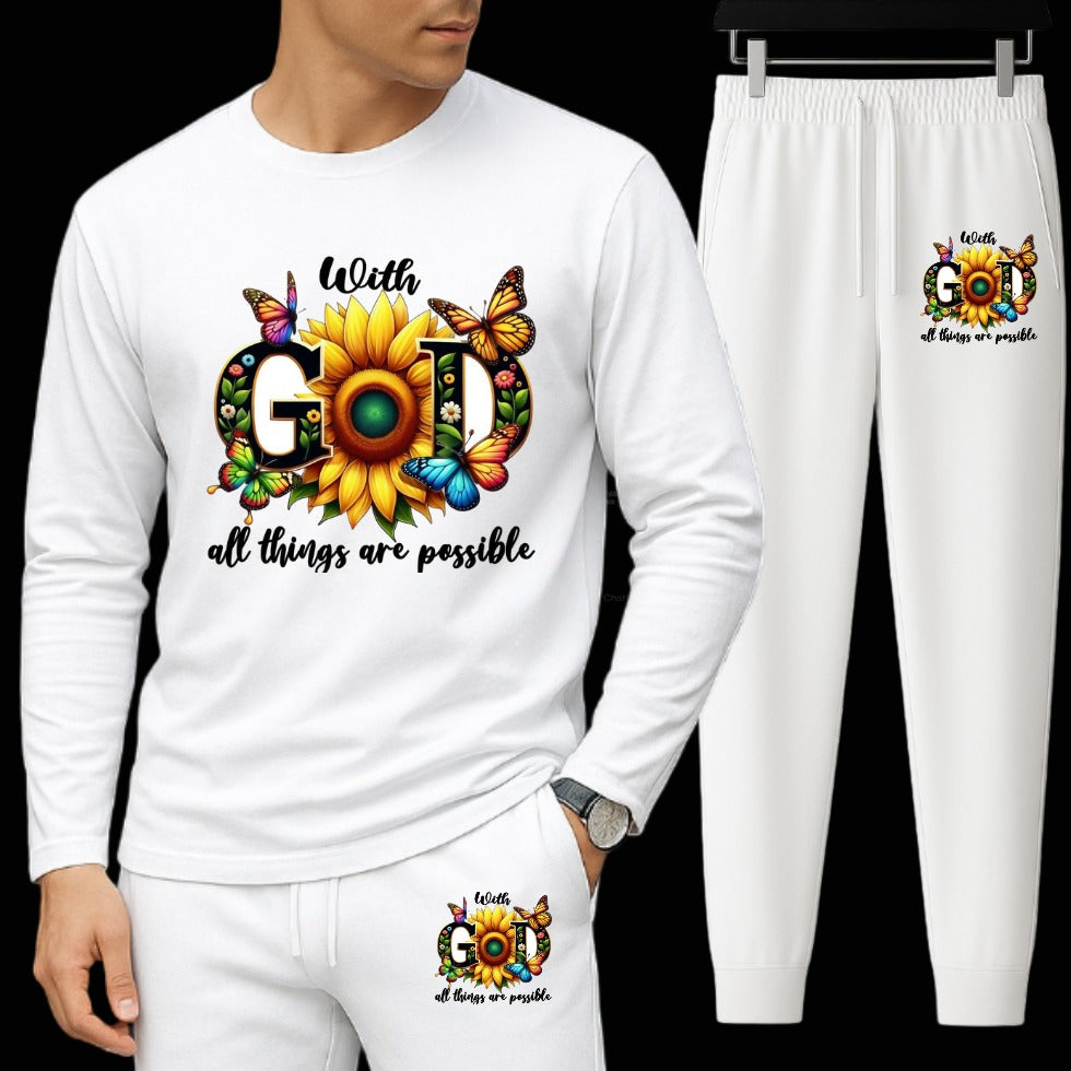 Long Sleeve Drop Shoulder T-shirt and Trouser Set