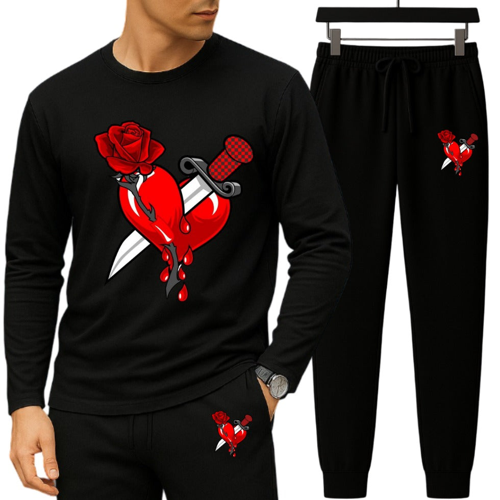 Long Sleeve Drop Shoulder T-shirt and Trouser Set