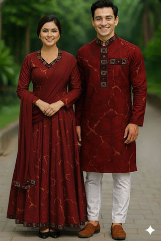 ঈদ স্পেশাল কাপল পাঞ্জাবি থ্রি পিস কম্বো